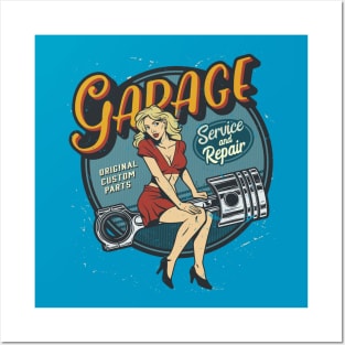 Garage Service and Repair - Original Custom Parts Posters and Art